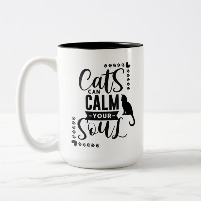 Niedliche Katzen können Ihr Soul beruhigen Zweifarbige Tasse (Links)