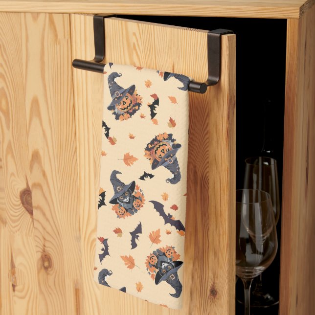Niedliche Katzen - Kürbis Geschirrtuch (Drittel gefaltet)