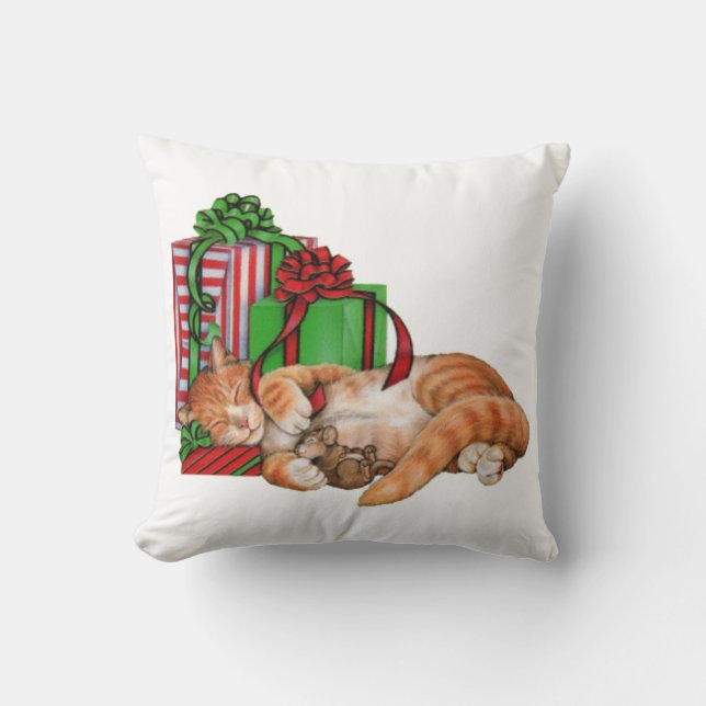 Niedliche Katzen-, Mäuse-und Weihnachtsgeschenke Kissen (Vorderseite)
