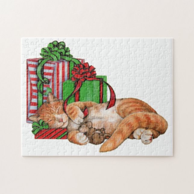 Niedliche Katzen-, Mäuse-und Weihnachtsgeschenke Puzzle (Horizontal)