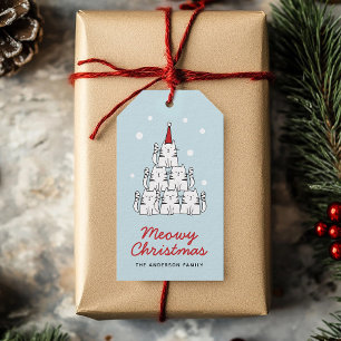 Niedliche Katzen Meowy Weihnachten Personalisierte Geschenkanhänger