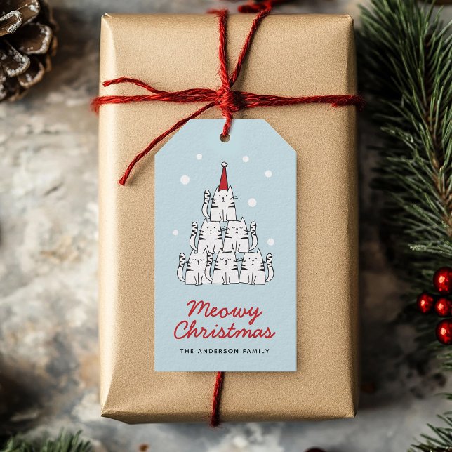 Niedliche Katzen Meowy Weihnachten Personalisierte Geschenkanhänger (Von Creator hochgeladen)