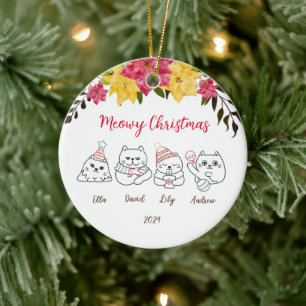 Niedliche Katzen Meowy Weihnachtsgrüße Ornament
