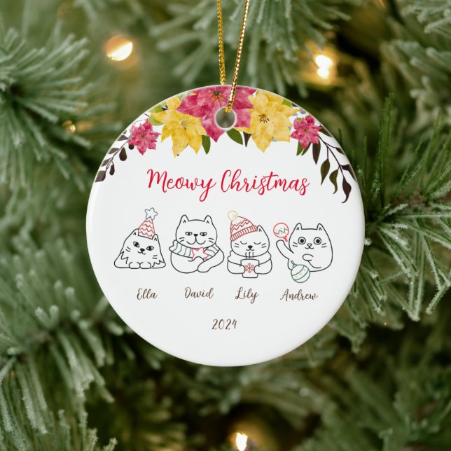 Niedliche Katzen Meowy Weihnachtsgrüße Ornament (Baum)