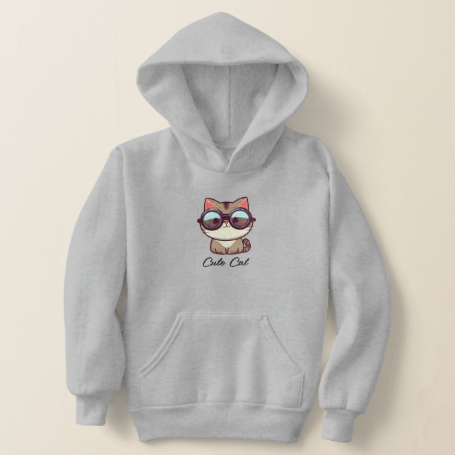 Niedliche Katzen mit Brille ändern Text Hoodie (Ablage )