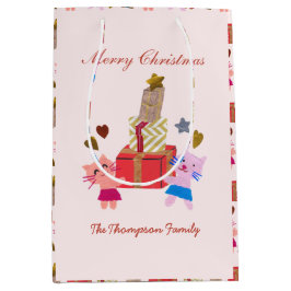 niedliche Katzen mit dem heutigen Baby pink Weihna Mittlere Geschenktüte