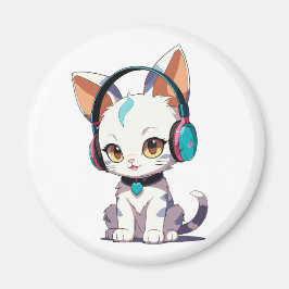 Niedliche Katzen mit Kopfhörerarm Magnet