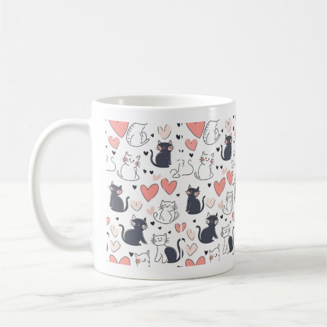 Niedliche Katzen-Muster-Tasse Kaffeetasse (Links)