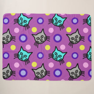 Niedliche Katzen Muster Violet Große Sherpa Blanke Sherpadecke