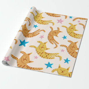 Niedliche Katzen nahtlose Muster mit Sternen lusti Geschenkpapier