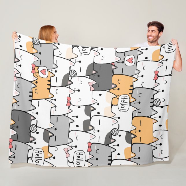 Niedliche Katzen Nahtloses Muster Fleecedecke (Beispiel)