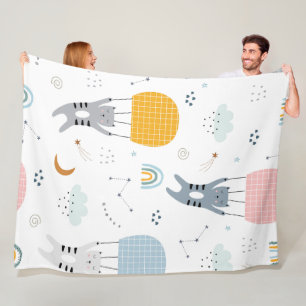 Niedliche Katzen Nahtloses Muster Fleecedecke