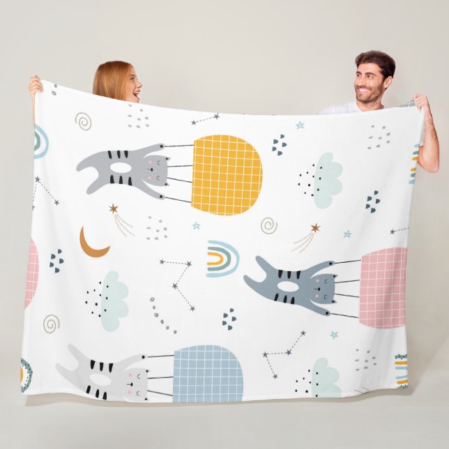 Niedliche Katzen Nahtloses Muster Fleecedecke (Beispiel)