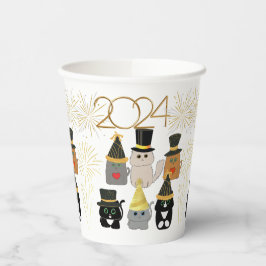 Niedliche Katzen Neujahrsfeier Pappbecher