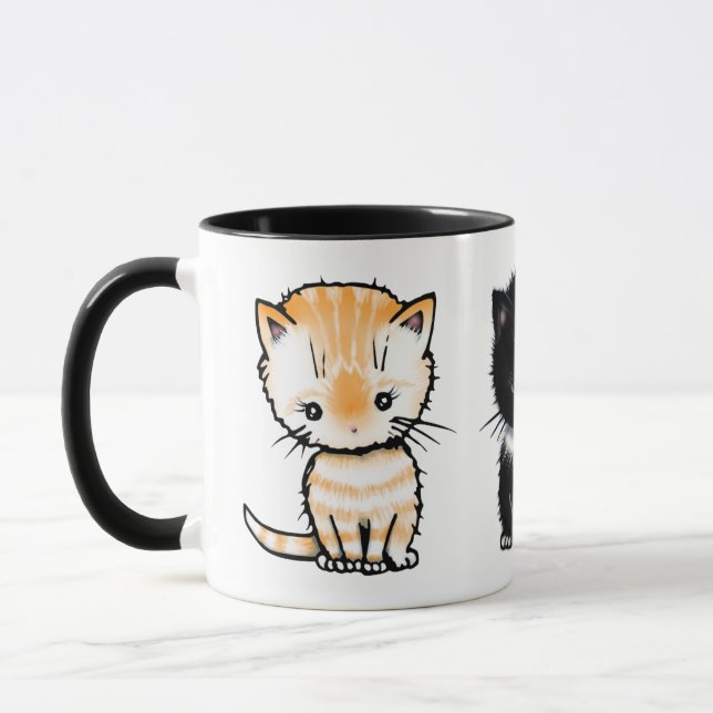 Niedliche Katzen Orange Tabby Tuxedo Gray Tabby Tasse (Links)