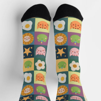 Niedliche Katzen-Patchwork Socken