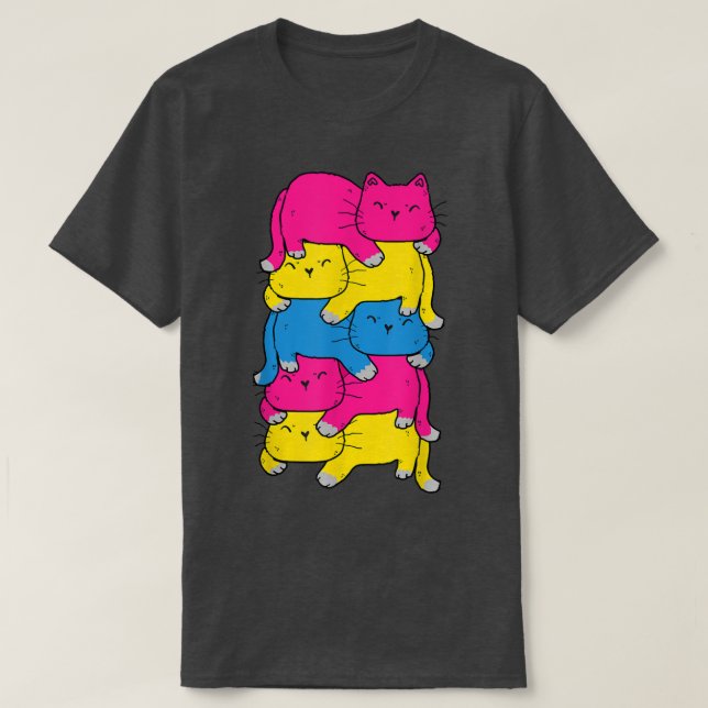 Niedliche Katzen-Pile-LGBT-Preis Monat  T-Shirt (Design vorne)
