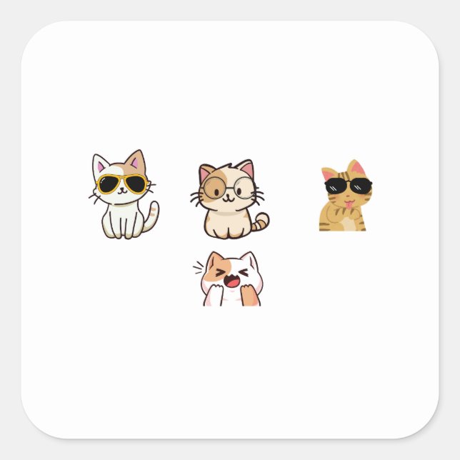 Niedliche Katzen Quadratischer Aufkleber (Vorderseite)