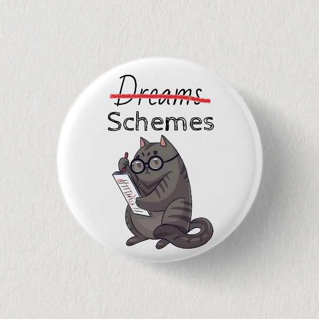 Niedliche Katzen-Schemas Funny Cat Button (Vorderseite)