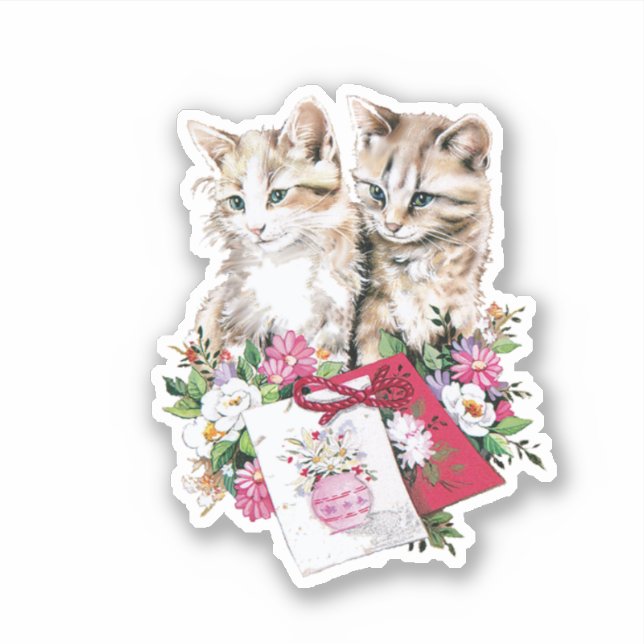 Niedliche Katzen schneiden Aufkleber (Vorderseite)