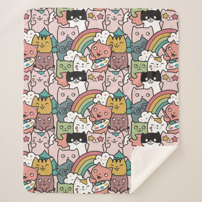 Niedliche Katzen Sherpa Blanket Sherpadecke (Vorderseite)