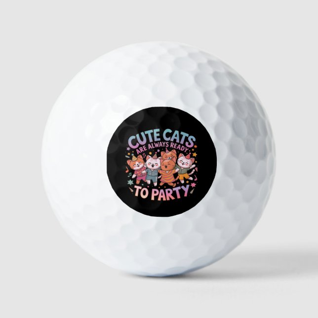 Niedliche Katzen sind immer bereit zum Party und z Golfball (Vorderseite)