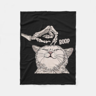 Niedliche Katzen Skeleton Hand Boop Halloween Haus Fleecedecke