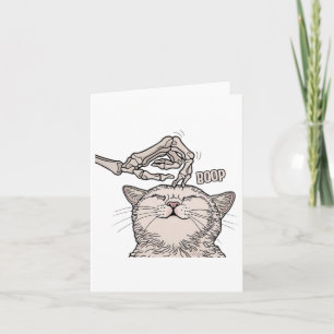 Niedliche Katzen Skeleton Hand Boop Halloween Haus Karte