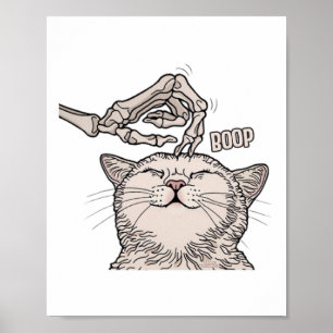 Niedliche Katzen Skeleton Hand Boop Halloween Haus Poster
