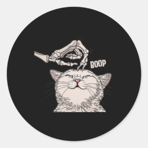 Niedliche Katzen Skeleton Hand Boop Halloween Haus Runder Aufkleber