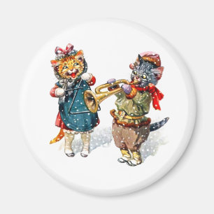 Niedliche Katzen spielen im Schnee Trompet & Trian Magnet