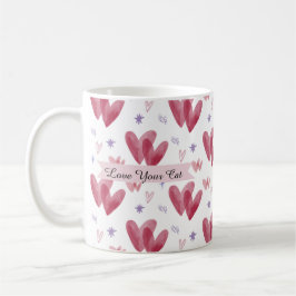 Niedliche Katzen-Tasse – Herzen & Sterne, anpassba Kaffeetasse