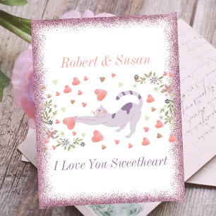 Niedliche Katzen Typografie Rosa Rote Herzen Valen Feiertagspostkarte