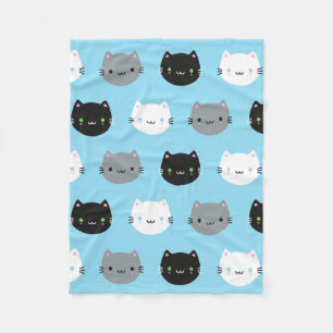 Niedliche Katzen u. Kawaii Kätzchen (blau) Fleecedecke