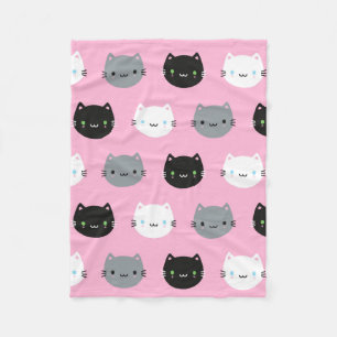 Niedliche Katzen u. Kawaii Kätzchen (Rosa) Fleecedecke