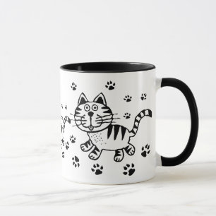 Niedliche Katzen-u. Tatzen-Druck-Tasse Tasse