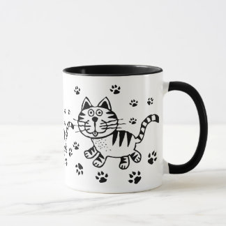 Niedliche Katzen-u. Tatzen-Druck-Tasse Tasse