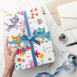 Niedliche Katzen und Blume Spaß Geschenkpapier