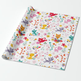 Niedliche Katzen und Blume Spaß Geschenkpapier