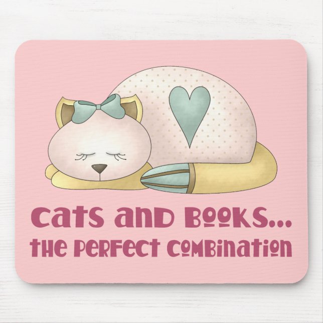 Niedliche Katzen und Buch-T - Shirt Mousepad (Vorne)