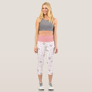 Niedliche Katzen- und Fischknochen Capri Leggings
