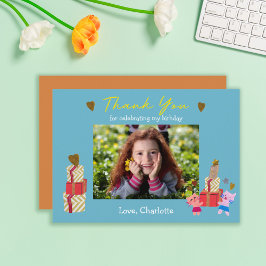 Niedliche Katzen und Geschenke Blue Kindergeburtst Dankeskarte