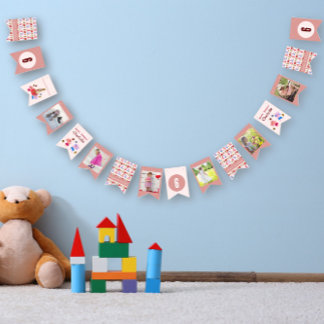 Niedliche Katzen und Geschenke | Rosa Wimpelkette