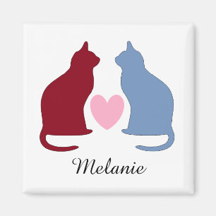 Niedliche Katzen und Herz Personalisiert Magnet
