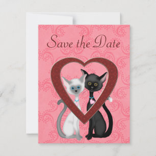 Niedliche Katzen und Herz Save the Date Hochzeitsm