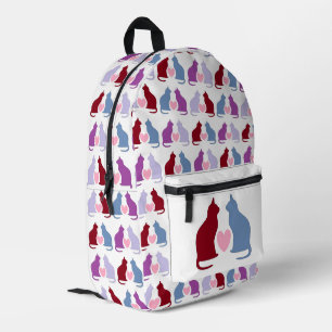 Niedliche Katzen- und Herzmuster Bedruckter Rucksack