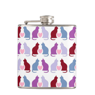 Niedliche Katzen- und Herzmuster Flachmann