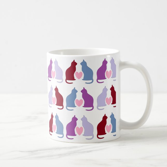 Niedliche Katzen- und Herzmuster Kaffeetasse (Rechts)