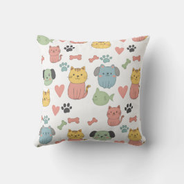Niedliche Katzen und Hunde Cartoon Muster Pillow Kissen