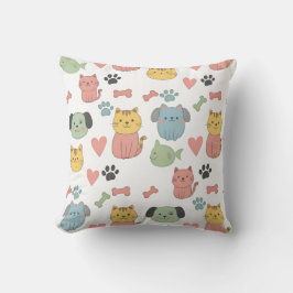 Niedliche Katzen und Hunde Cartoon Muster Pillow Kissen